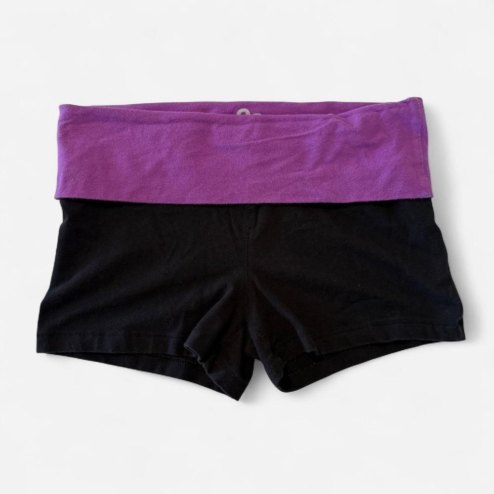 SO Black Purple Foldover Mini Shorts Y2K Vintage Dance Loungewear XS